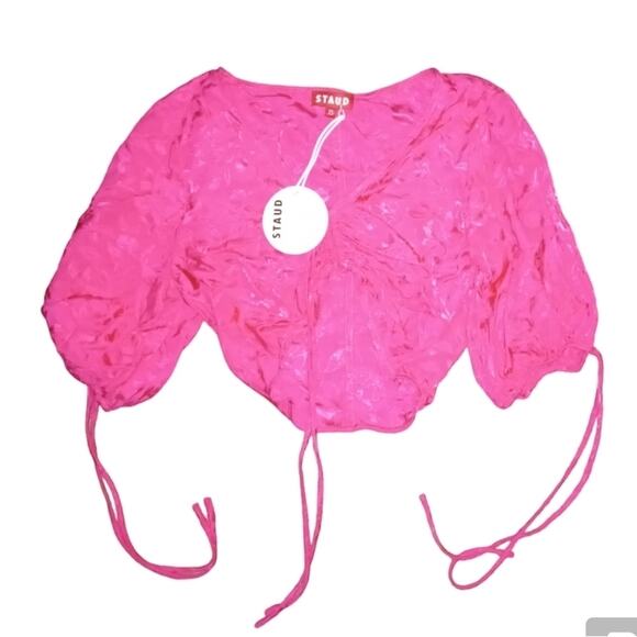 NWT STAUD "Bloom" Drawstring Top in Color Peony Size XS - Picture 4 of 4